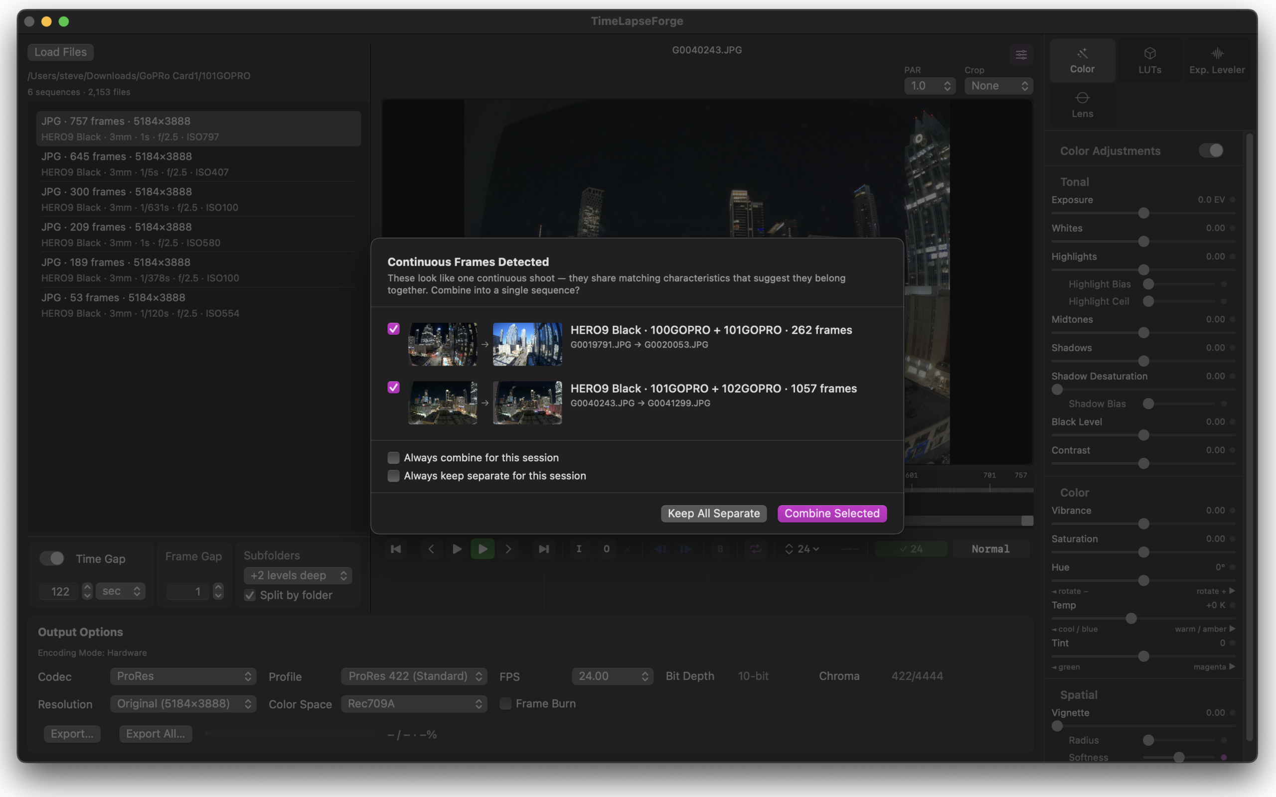 Sequence Break Detection Timelapse Forge image sequence