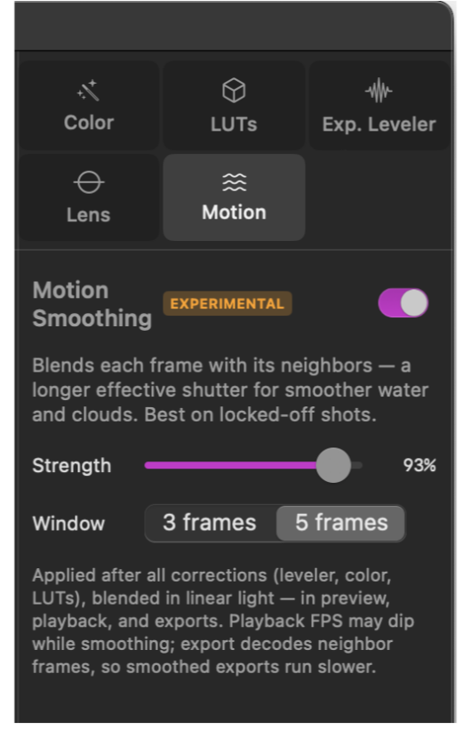 add motion blur or motion smoothing